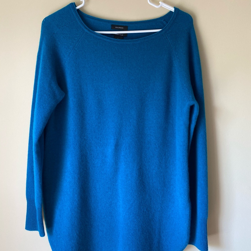 turquoise halogen cashmere blend sweater for women
